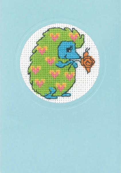 Broderikit Pindsvin med snegl 9 x 13 cm