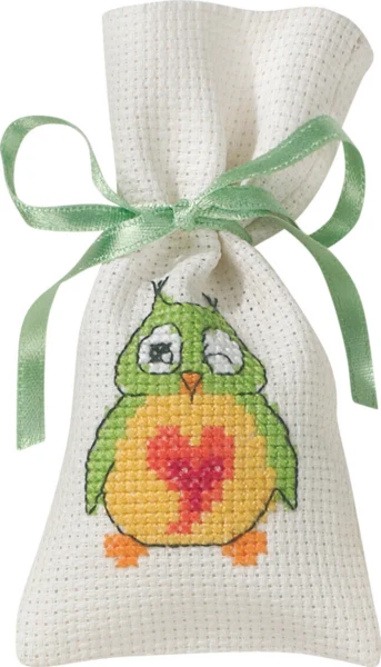 Broderikit Grøn ugle 6 x 12 cm