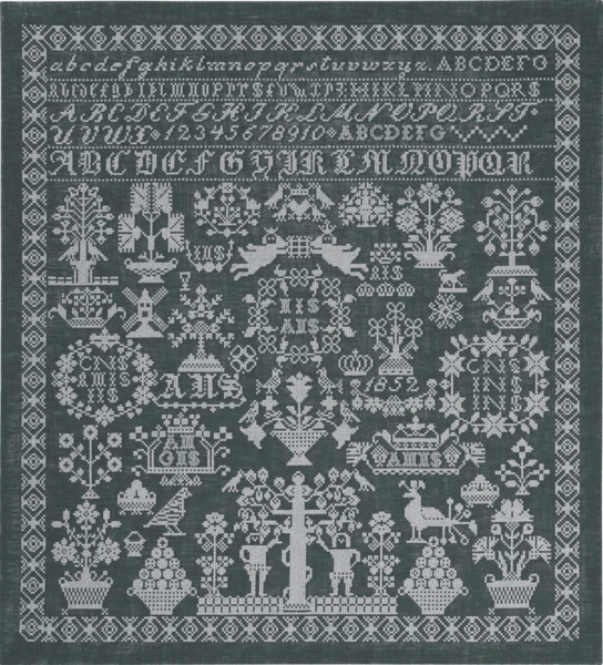 Broderikit Grå navneklud 54 x 59 cm