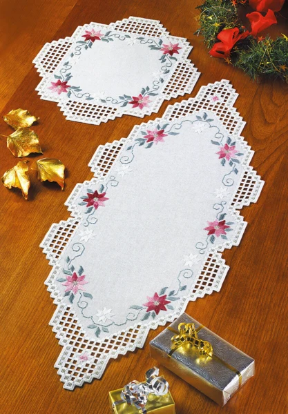 Broderikit Rosa julestjerner 28 x 70 cm
