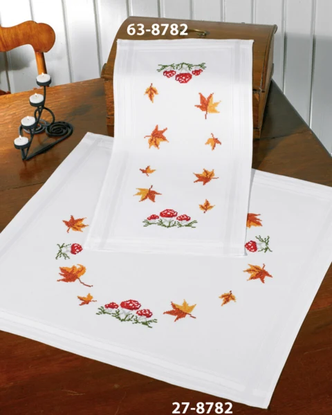 Broderikit Svampe og blade 40x80 cm
