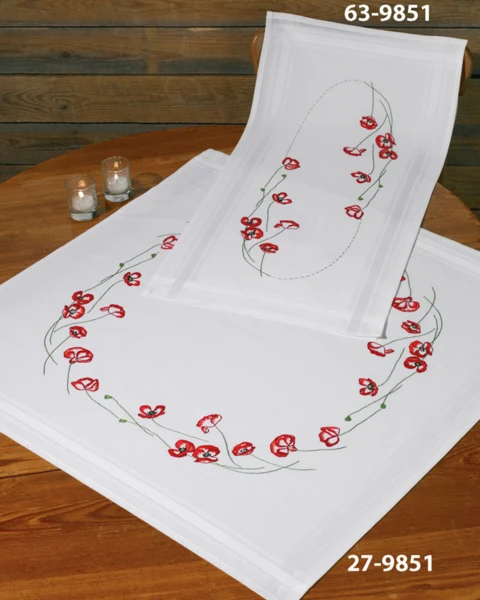 Broderikit Valmuer 40 x 80 cm