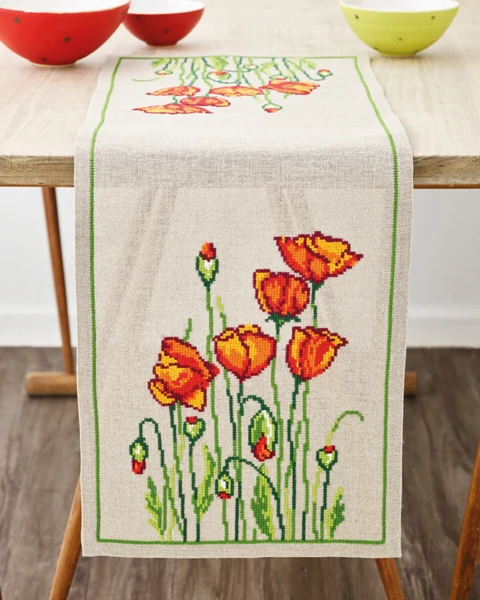 Broderikit Vilde valmuer 31 x 91 cm