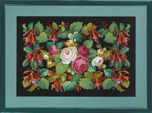 Broderikit Roser/Fuchsia 52x35cm