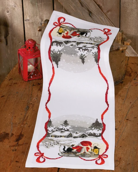 Broderikit Julemand i natten 34 x 100 cm