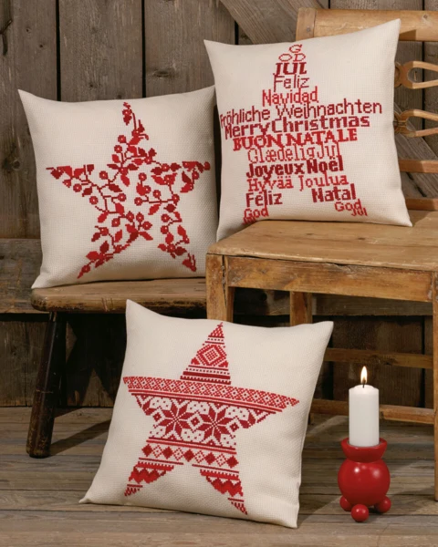 Broderikit Julestjerne mønster 40 x 40 cm