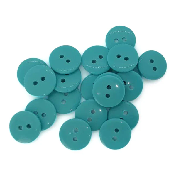 HobbyArts Runde Plastikknapper Aqua, 20 stk
