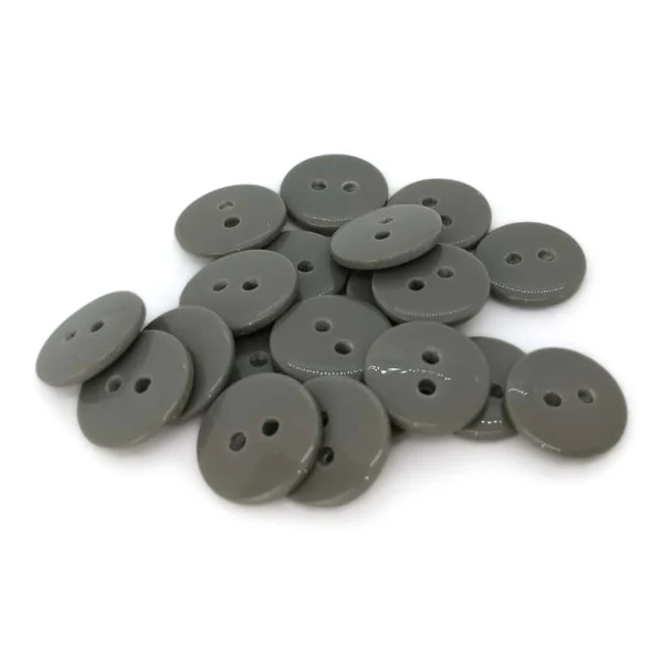 HobbyArts Runde Plastikknapper Grå, 12,5mm, 20 stk