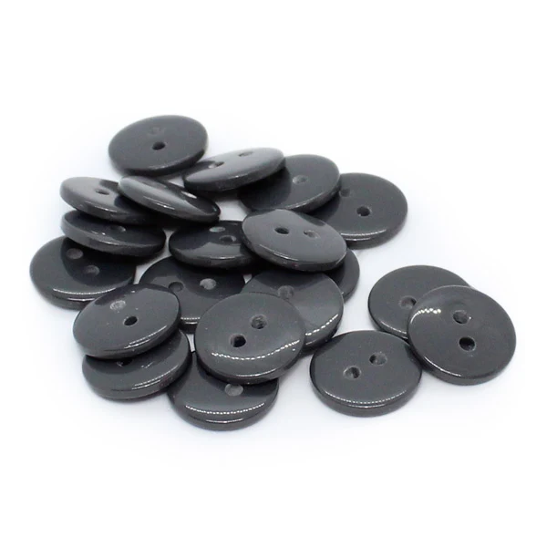 HobbyArts Runde Plastikknapper Mørkegrå, 12,5mm, 20 stk