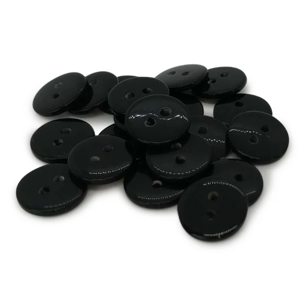 HobbyArts Runde Plastikknapper Sort, 12,5mm, 20 stk