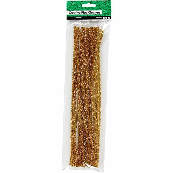 Chenille, 6mm, 30cm, 24stk Guld