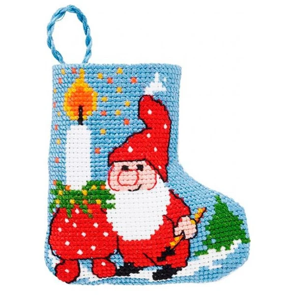 Broderikit Nisse & lys Julestrømpe
