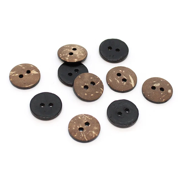 HobbyArts Farvede Kokosknapper Sort 15 mm, 10 stk