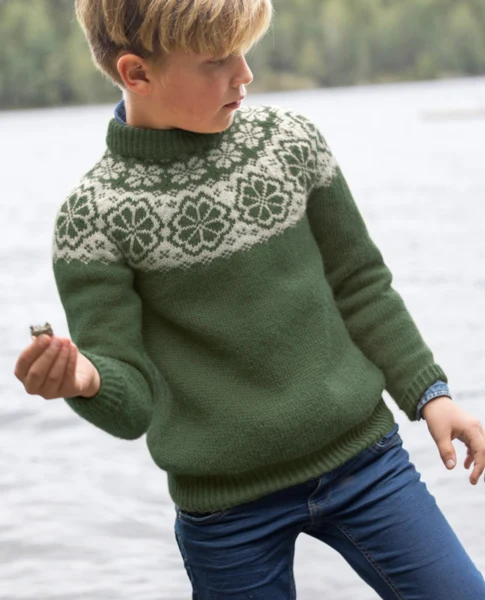 DG406-09 Q-Symre Kids Genser Skogsgrønn