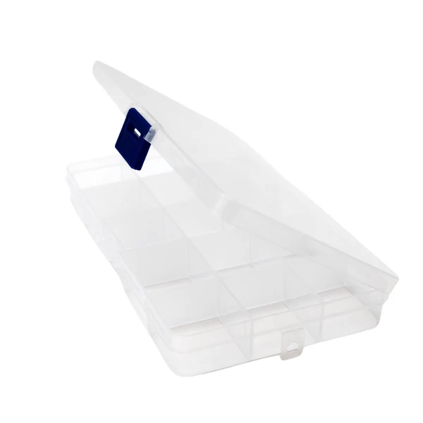 Plastboks med låg Transparent 17,6 x 10 cm, 15 rum