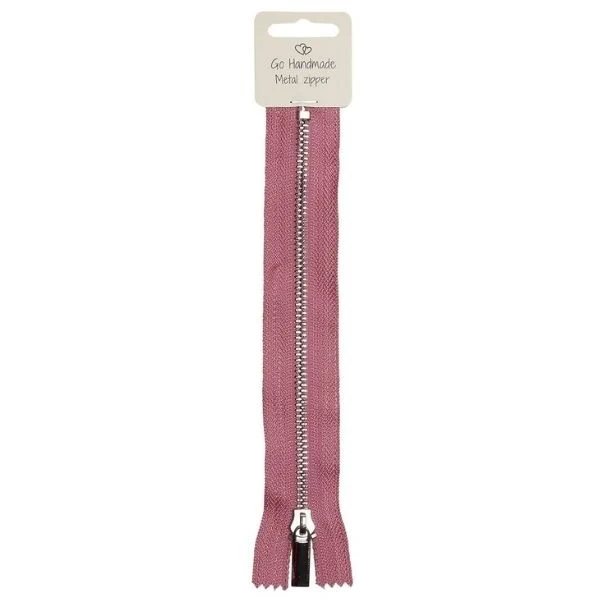 Go Handmade Lynlås Metal Pink 20 cm, Sølv