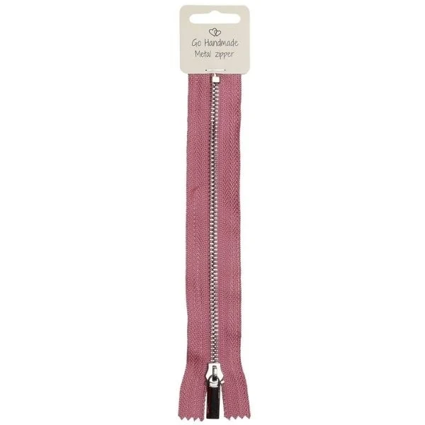 Go Handmade Lynlås Metal Pink 25 cm, Sølv