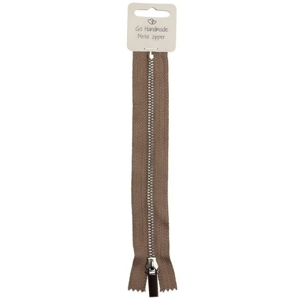 Go Handmade Lynlås Metal Beige, 20 cm, Sølv