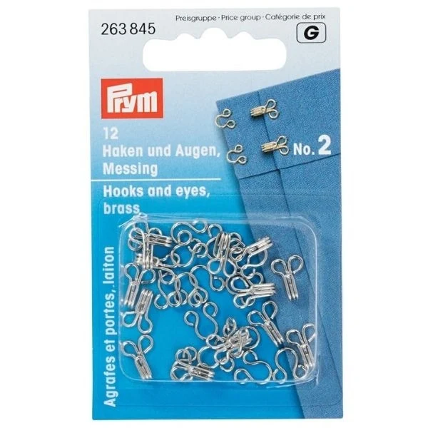 Prym Sølv Metal hægter, 12 Stk.