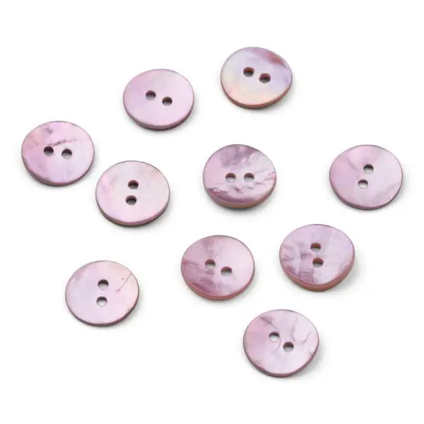 HobbyArts Perlemorsknapper, Lilla, 15 mm, 10 stk