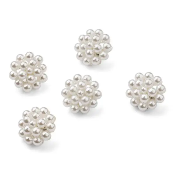 HobbyArts Perleknapper, Hvid, 16 mm, 5 stk