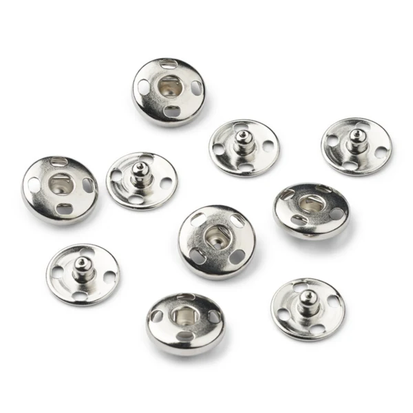 Trykknap Sølv 10 mm 5 sæt