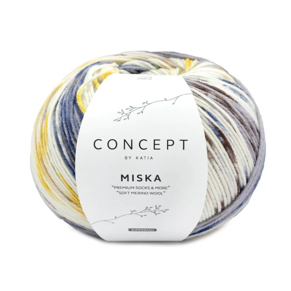 Katia Concept Miska Socks 104 Blå-Camel-Gul