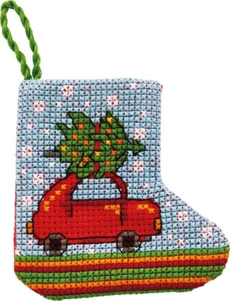 Broderikit Julebil 7 x 7 cm