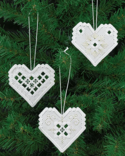Broderikit Hardanger hjerte x3 7,5 x 7 cm