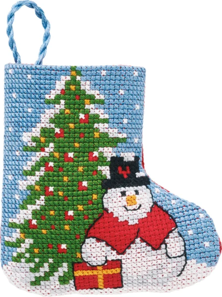 Broderikit Gran/snemand julestrømpe 7 x 8 cm