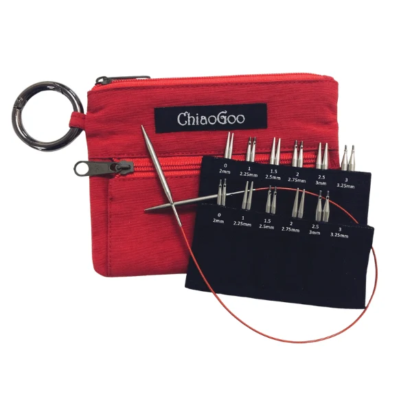 ChiaoGoo Udskiftelige Rundpindesæt TWIST Red Shorties, Mini, 5 cm/8 cm