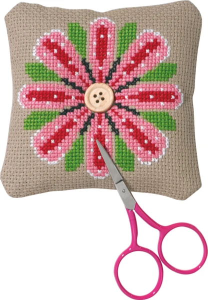 Broderikit Nålepude blomst 11 x 11 cm