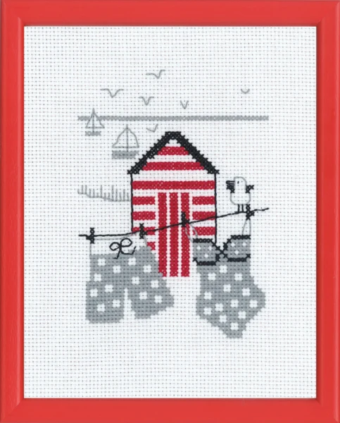 Broderikit Rødt badehus R5741 18 x 14 cm
