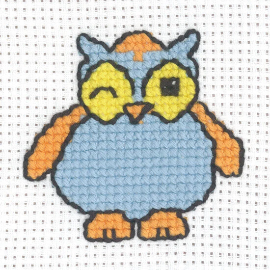 Broderikit Ugle blå 8 x 8 cm
