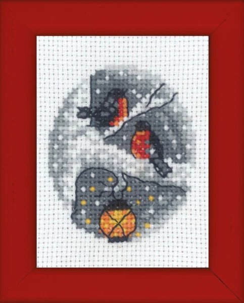 Broderikit Fugle i træ billede 6 x 8 cm