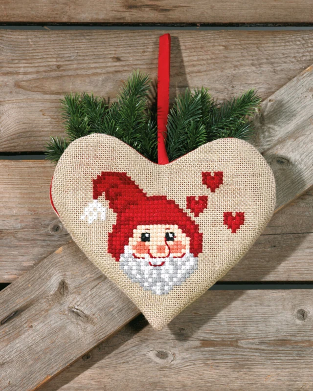 Broderikit Julemand hjerte 28 x 24 cm