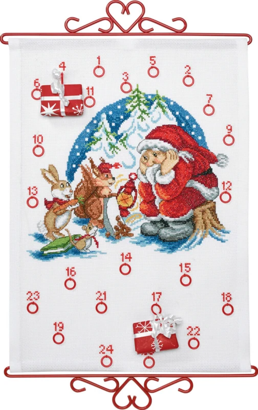 Broderikit Julemand får gaver 32 x 44 cm