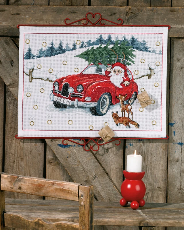 Broderikit Julemand i bil B5125/58 58 x 44 cm