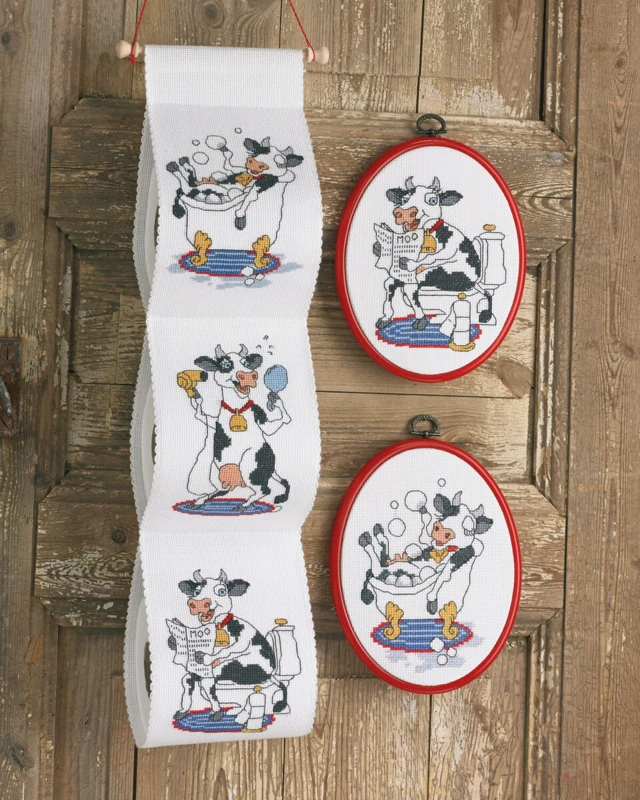 Broderikit Den glade ko 12 x 63 cm M/5129/12