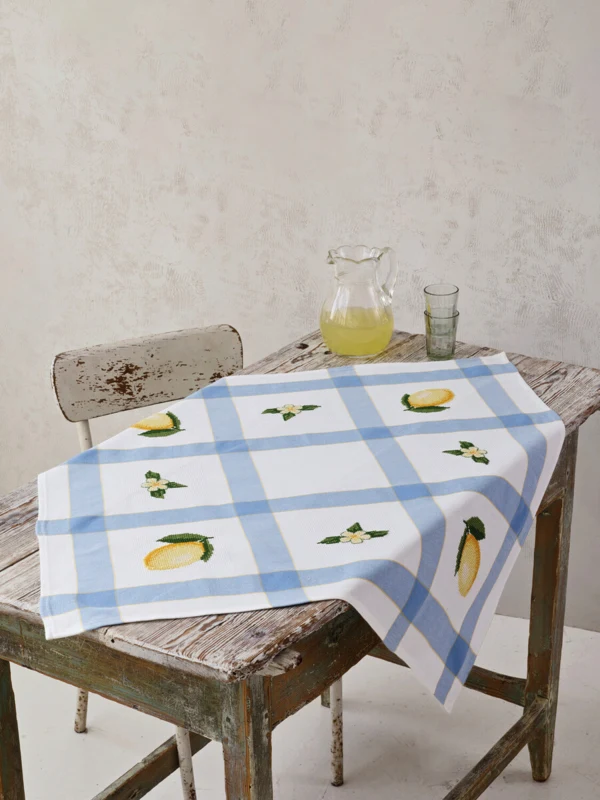 Broderikit Citron & blomst 85 x 85 cm