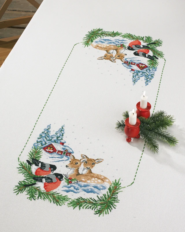 Broderikit Rådyr & Dompapper 140 x 230 cm