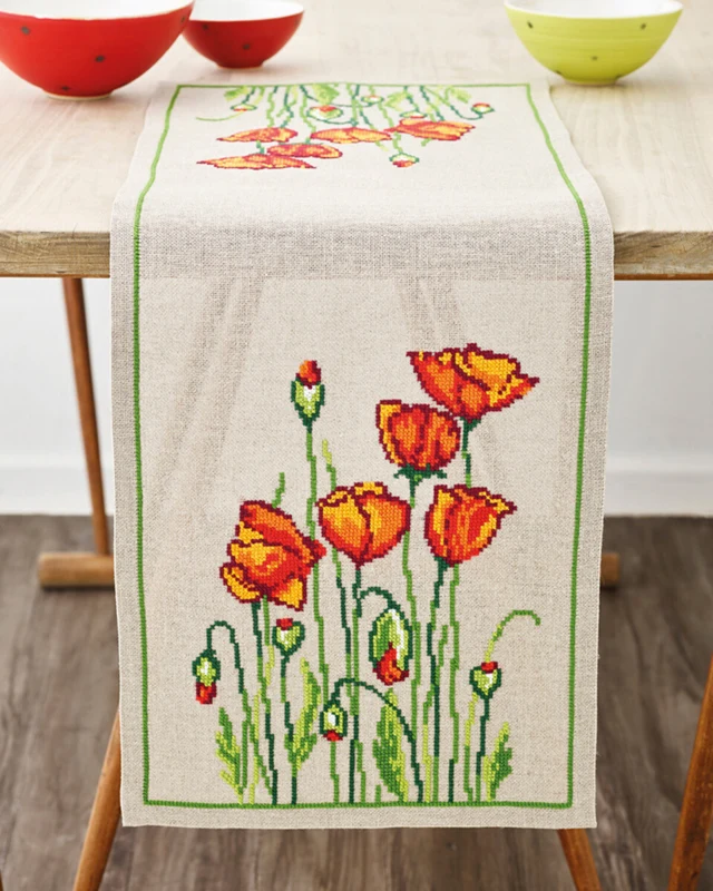 Broderikit Vilde valmuer 31 x 91 cm