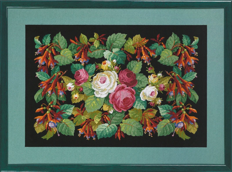 Broderikit Roser/Fuchsia 52x35cm