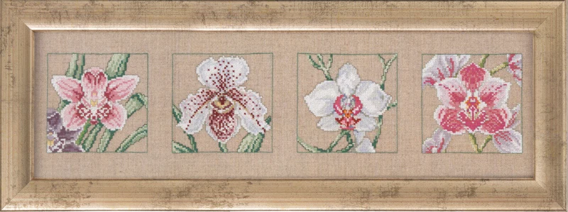 Broderikit 4 orkideer 63 x 19 cm