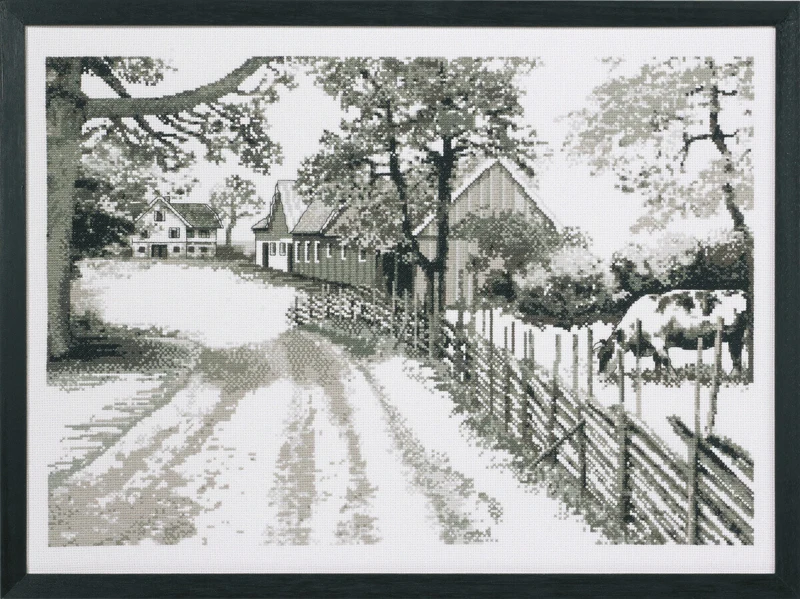 Broderikit Grafisk gård 42 x 58 cm