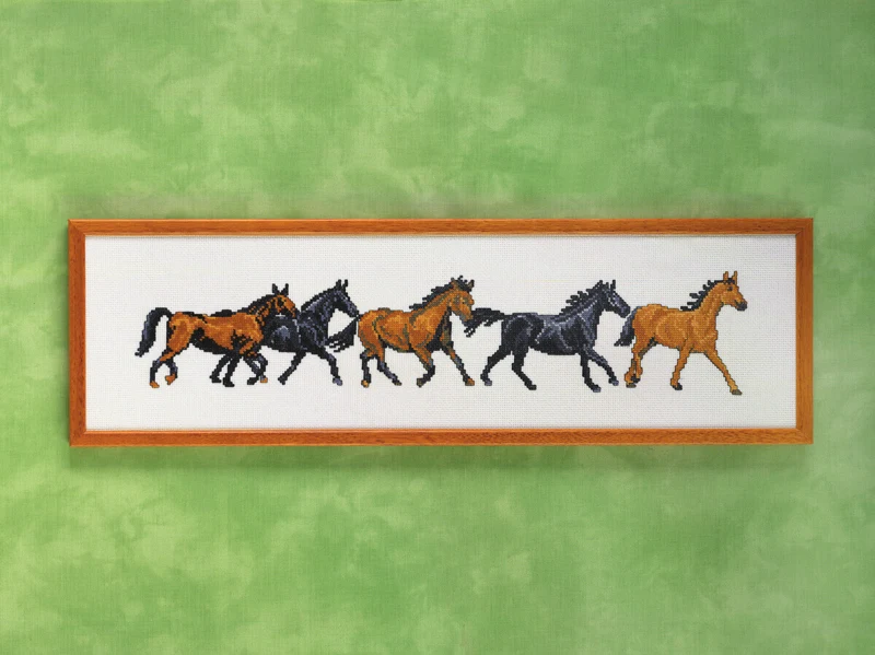Broderikit Heste række 59 x 16 cm R5425