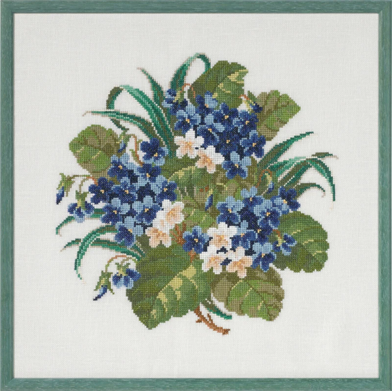 Broderikit Buket m/violer 37 x 37 cm