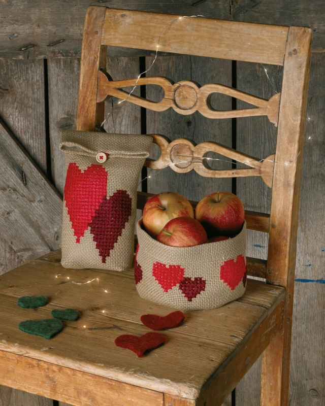 Broderikit Gaveposer hjerte 14 x 23 cm