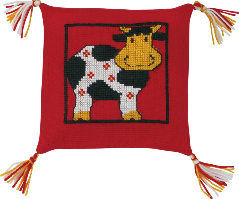 Broderikit Ko 28x28 cm