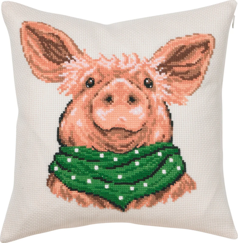 Broderikit Den glade gris 40x40 cm